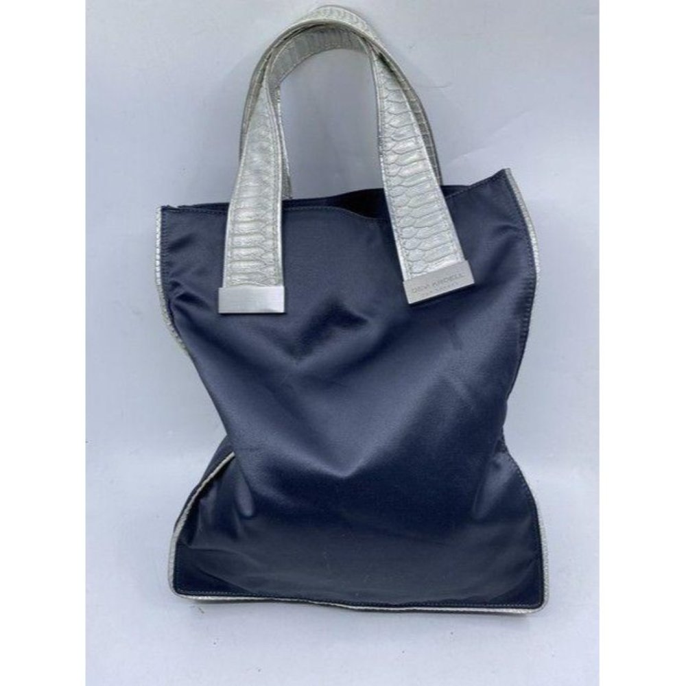 Devi Kroell Shoulder Bag Black Nylon Fabric Tote - Picture 4 of 12